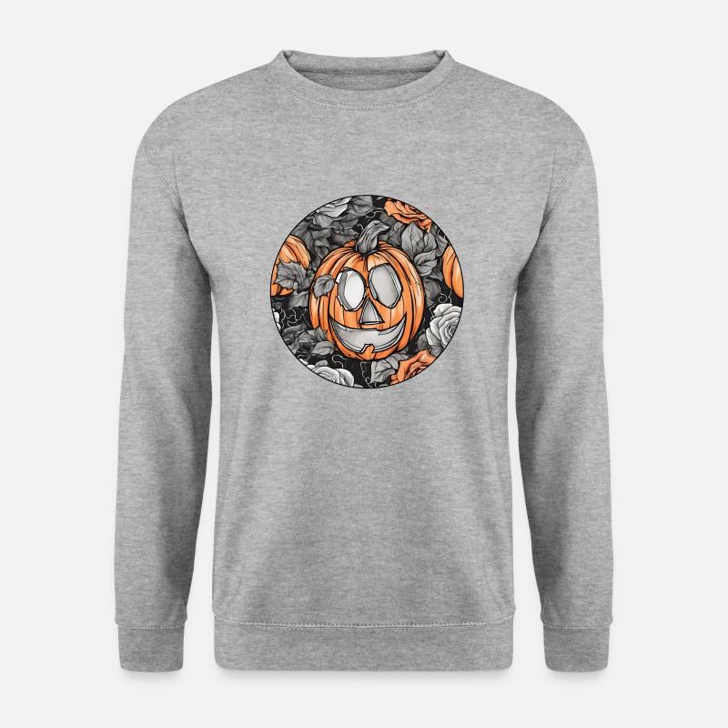Halloween Kürbis - Unisex Pullover - Weißgrau meliert