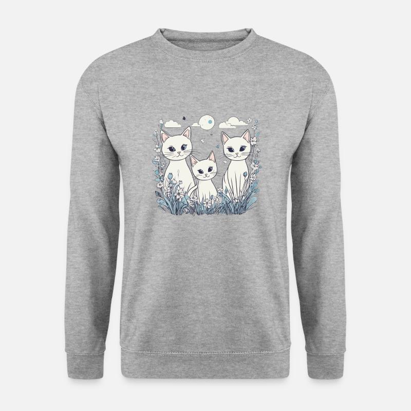 Weiße Katzen - Unisex Pullover - Weißgrau meliert