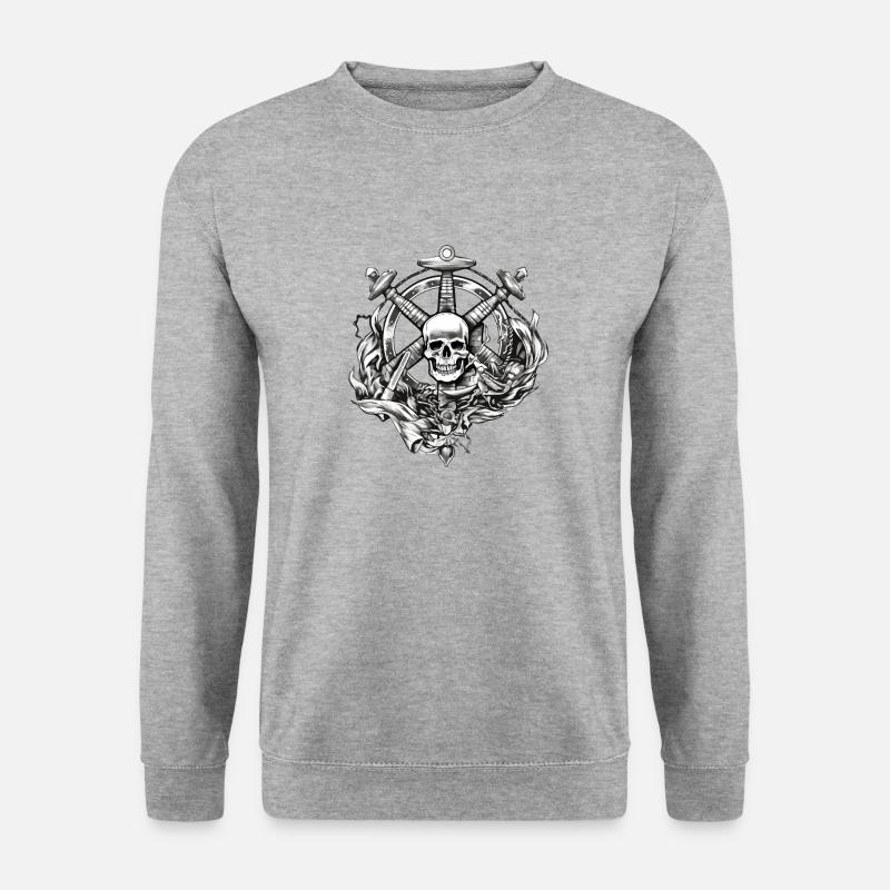 Piratenschädel - Unisex Pullover - Weißgrau meliert