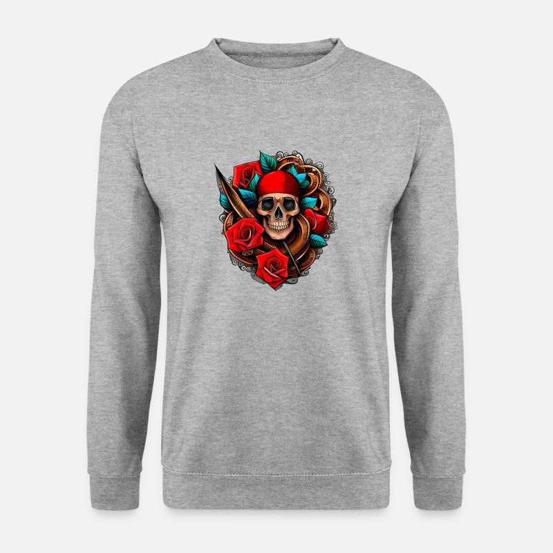 Totenkopf - Unisex Pullover - Weißgrau meliert