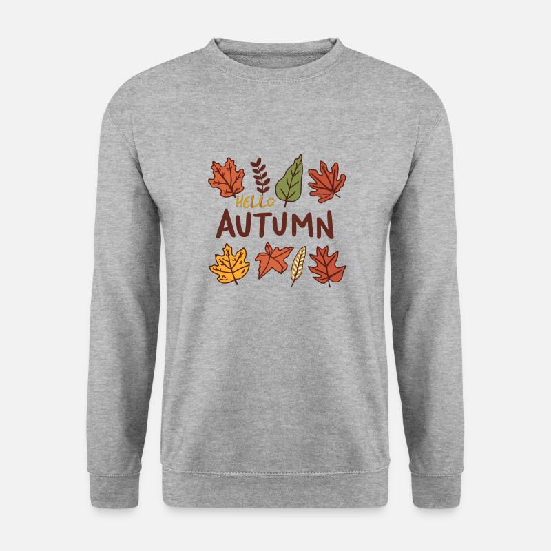 Hello Autumn Herbst Blätter - Unisex Pullover - Weißgrau meliert