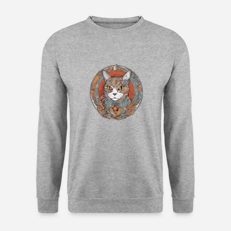 Katze - Unisex Pullover - Weißgrau meliert
