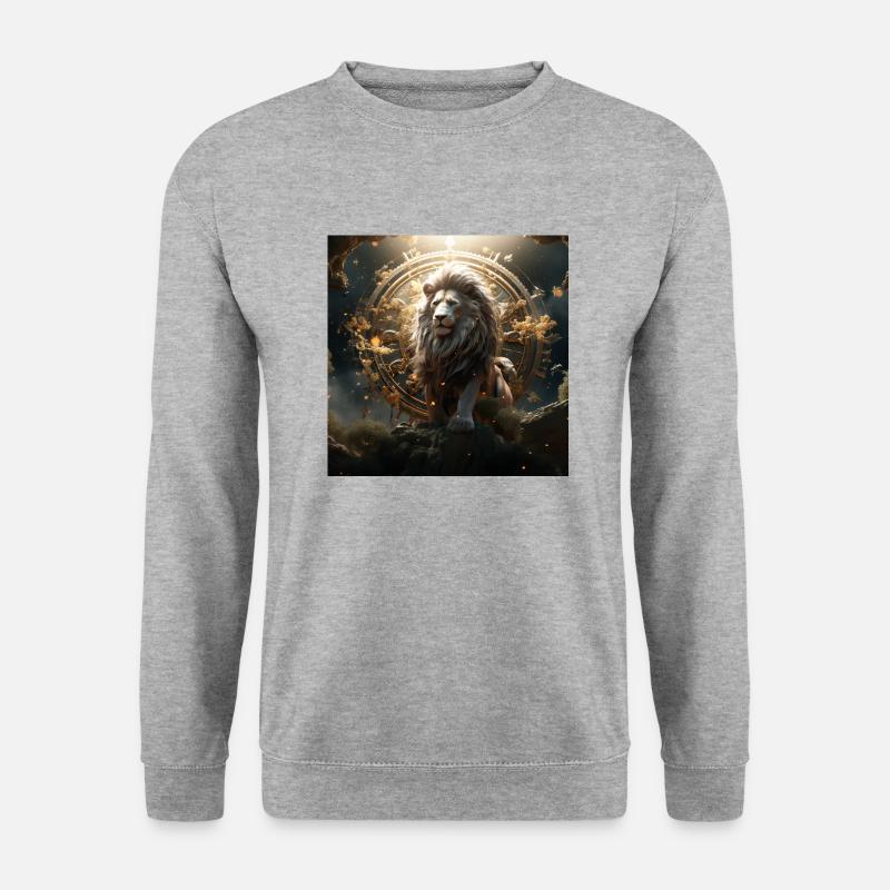 Gott Löwe - Unisex Pullover - Weißgrau meliert