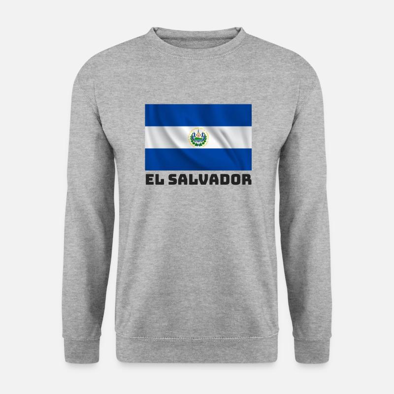 El Salvador Flagge - Unisex Pullover - Weißgrau meliert
