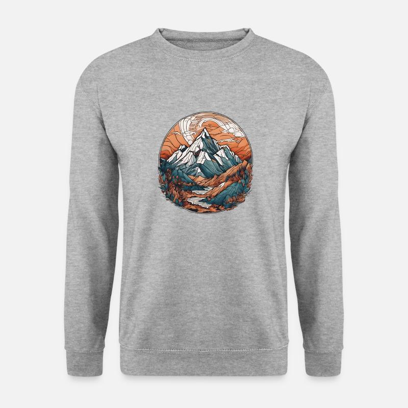 Berg Landschaft - Unisex Pullover - Weißgrau meliert