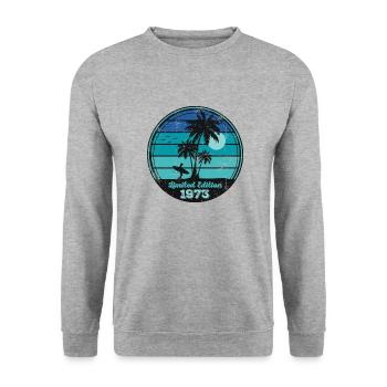 1973 Vintage - Unisex Pullover - Weißgrau meliert - Vorne - Alina (178cm) & Michal (187cm)