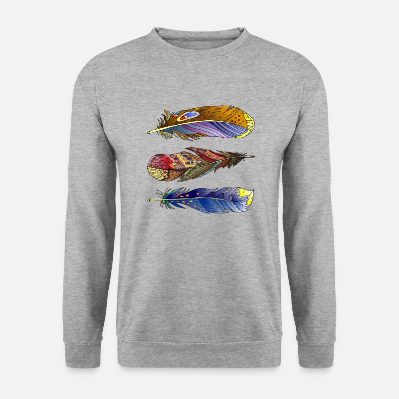 Feder - Unisex Pullover - Weißgrau meliert