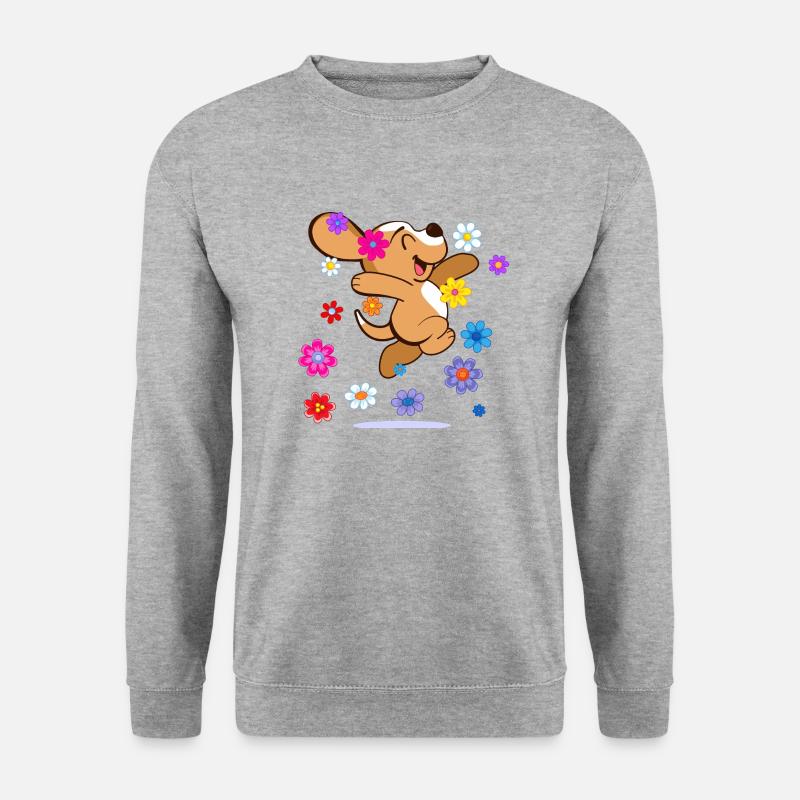 Happy Hippie Beagle - Unisex Pullover - Weißgrau meliert