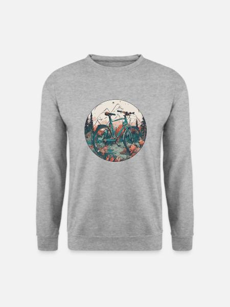 Fahrrad / Bike / Radsport / Bicycle / Wald / Berge - Unisex Pullover - Weißgrau meliert