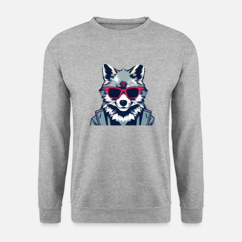 cooler Wolf - Unisex Pullover - Weißgrau meliert