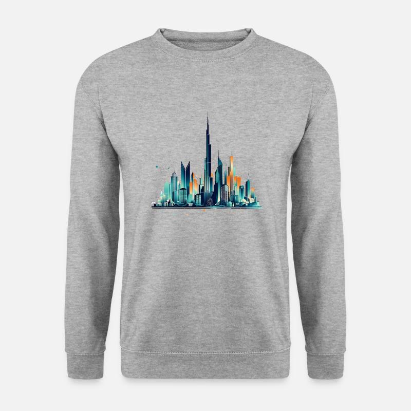 Dubais Wahrzeichen der Burj Khalifa - Unisex Pullover - Weißgrau meliert