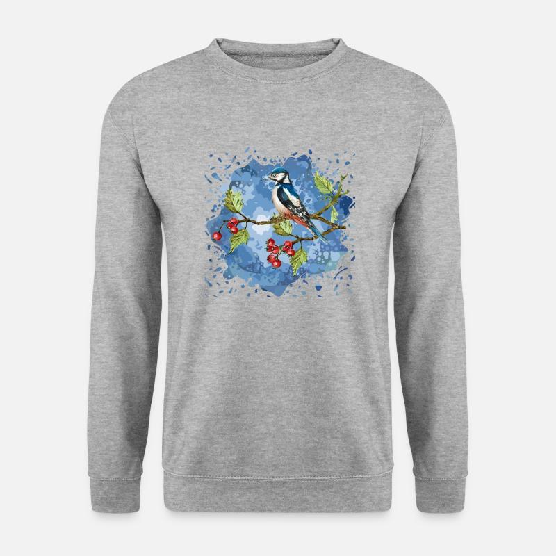 Bunter Vogel - Unisex Pullover - Weißgrau meliert