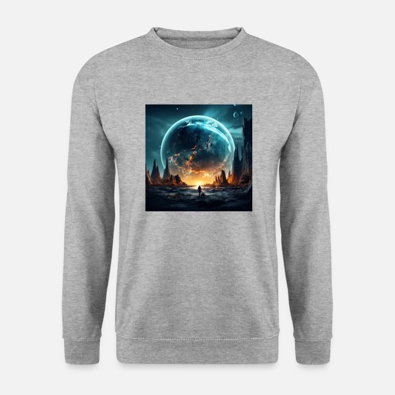 Galaktische Kollision - Unisex Pullover - Weißgrau meliert
