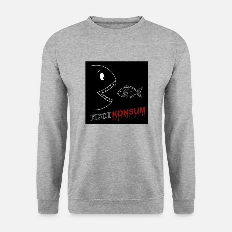 Fischkonsum - Unisex Pullover - Weißgrau meliert