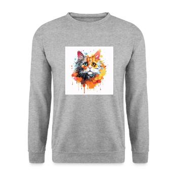 Cat logo - Unisex Sweatshirt - salt & pepper - Front - Alina (178cm) & Michal (187cm)