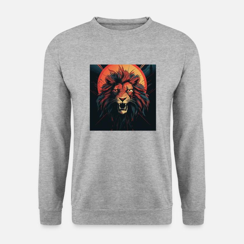 Strahlender Löwenkopf - Unisex Pullover - Weißgrau meliert
