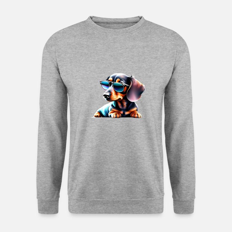 Dachshund Hunde Dackelwelpe Hund Hundehalter - Unisex Pullover - Weißgrau meliert