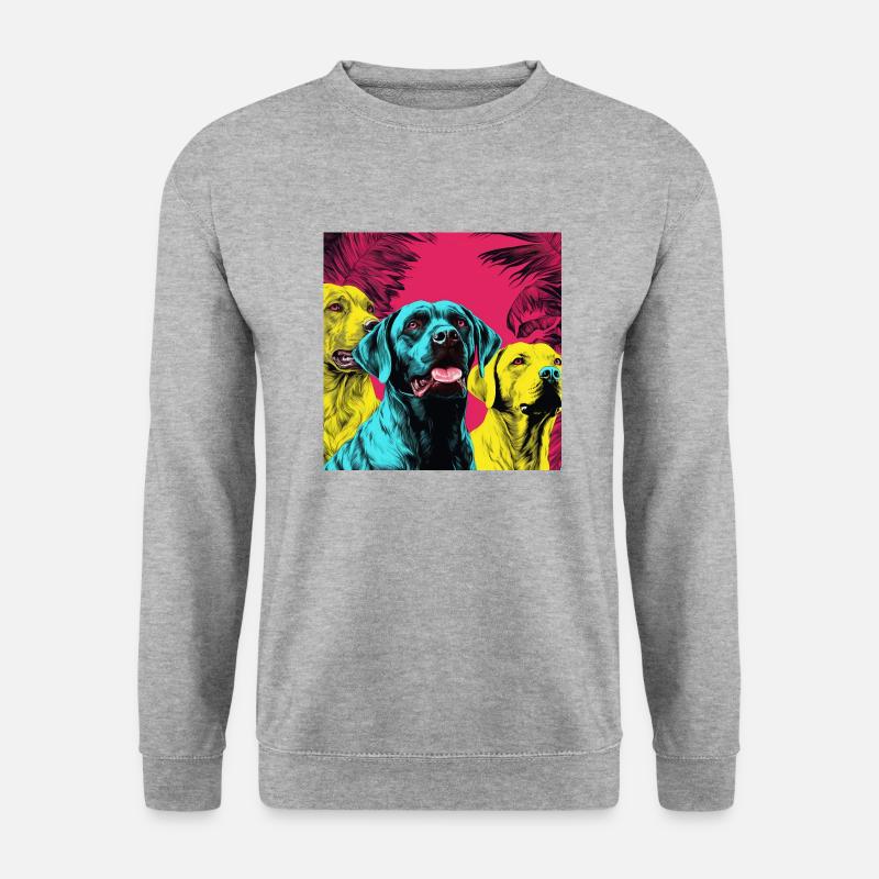 Hunde im Neon-Stil - Unisex Pullover - Weißgrau meliert