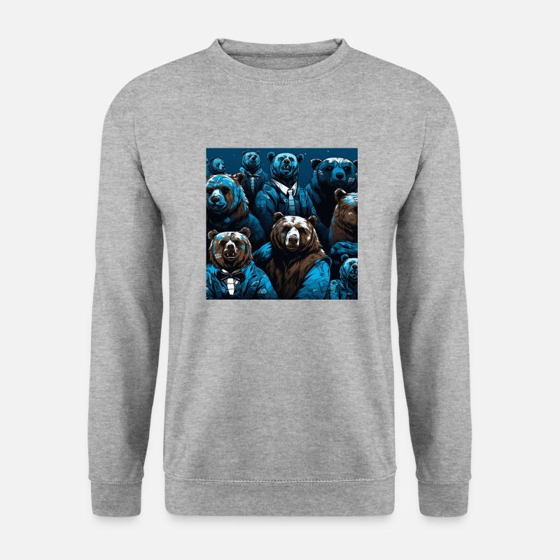 Neon-Neon-Bärenmuster - Unisex Pullover - Weißgrau meliert
