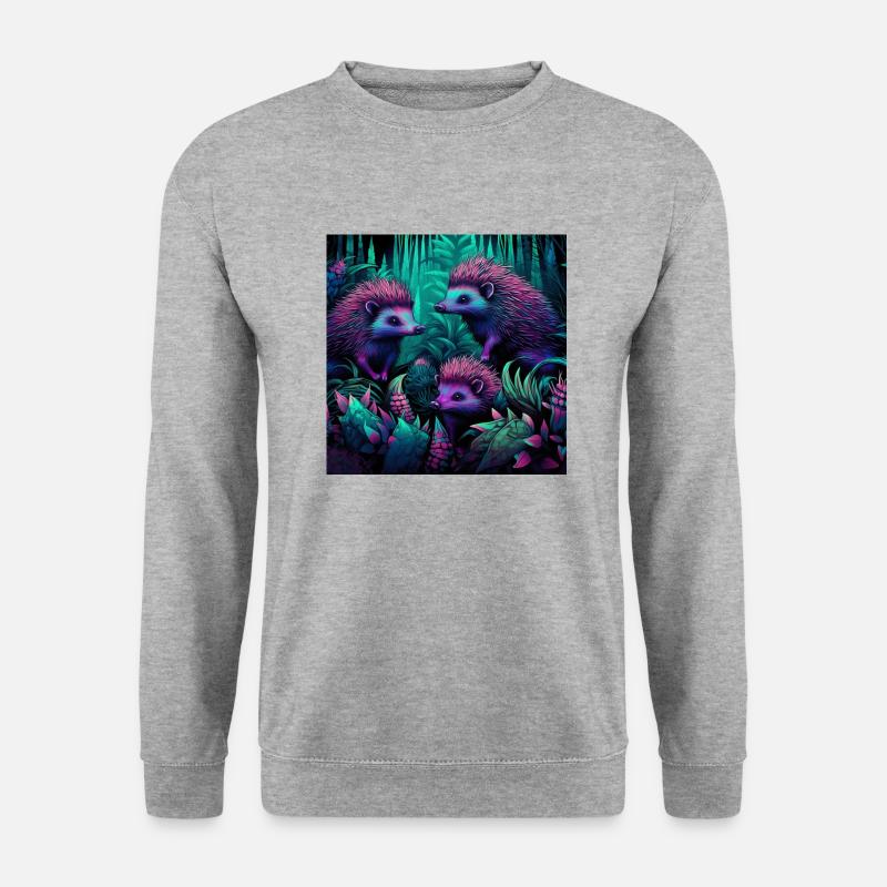 Igel im Neon-Stil - Unisex Pullover - Weißgrau meliert