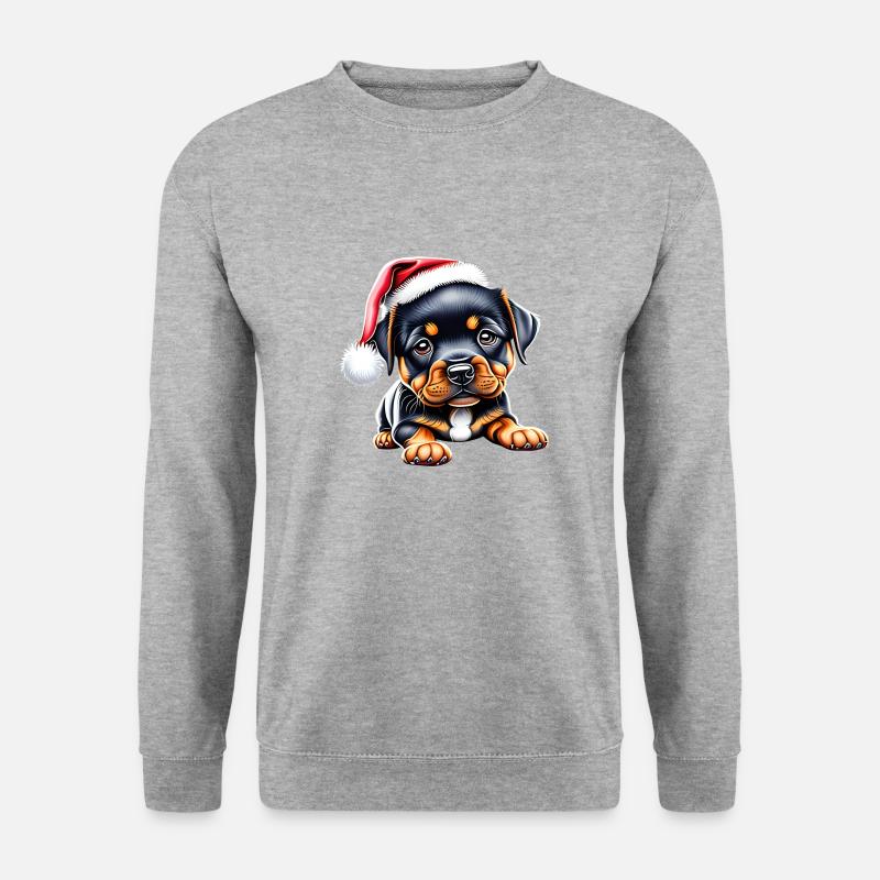 Rottweiler Hund Hundewelpe Weihnachten Hunde - Unisex Pullover - Weißgrau meliert