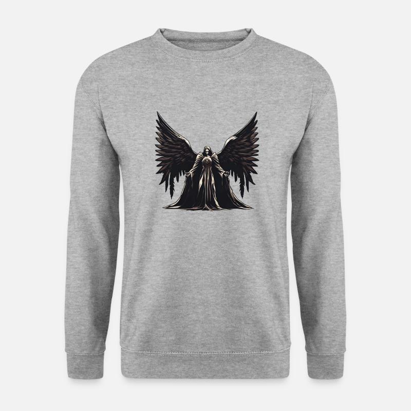Engel / Engelsflügel / schwarz / düster /Mystisch - Unisex Pullover - Weißgrau meliert