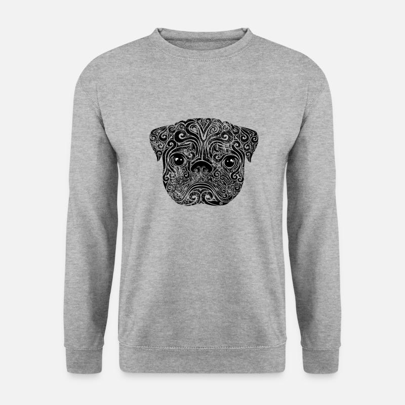 Swirly Mops (s/w) - Unisex Pullover - Weißgrau meliert