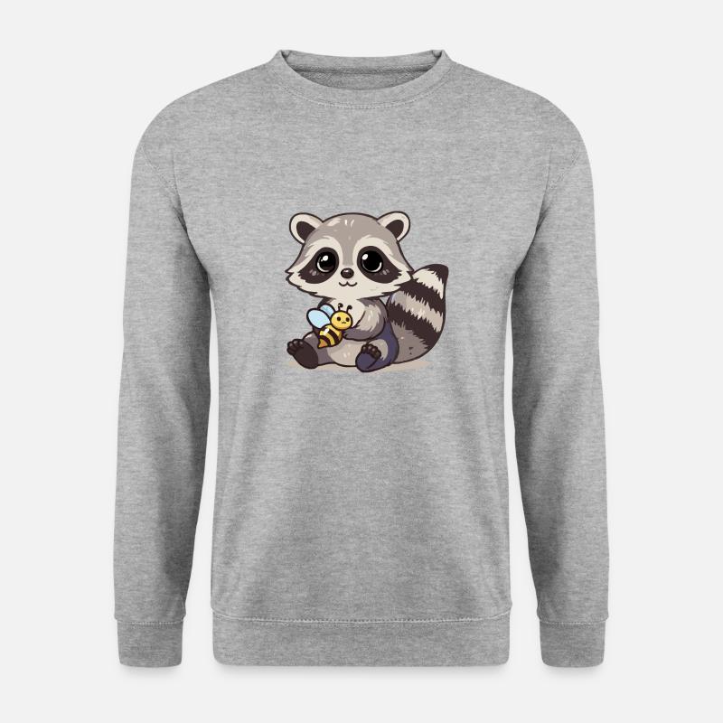 Niedliche Waschbär Arbeiterbiene - Unisex Pullover - Weißgrau meliert