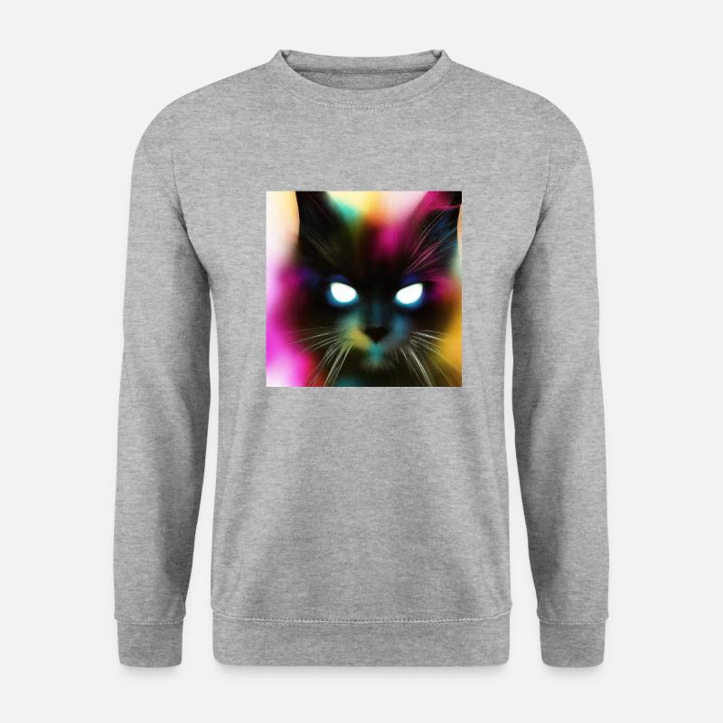 Creepy Cat - Unisex Pullover - Weißgrau meliert