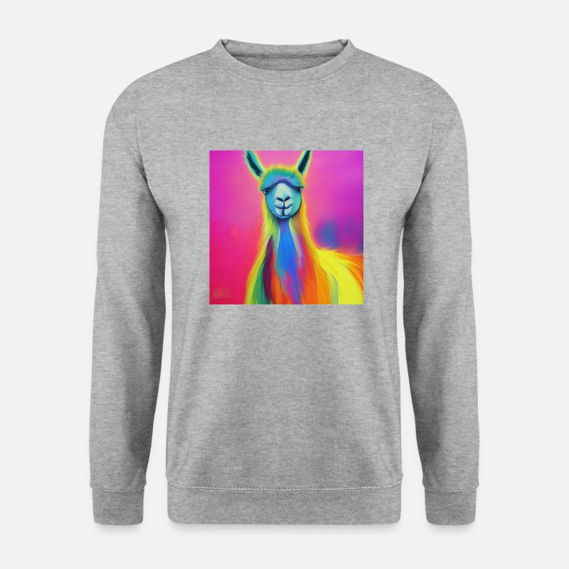 KI Lama - Unisex Pullover - Weißgrau meliert