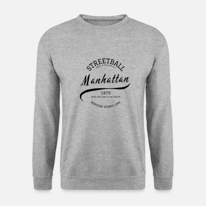 Borough Sports Line - Manhattan - blkprnt - Unisex Pullover - Weißgrau meliert