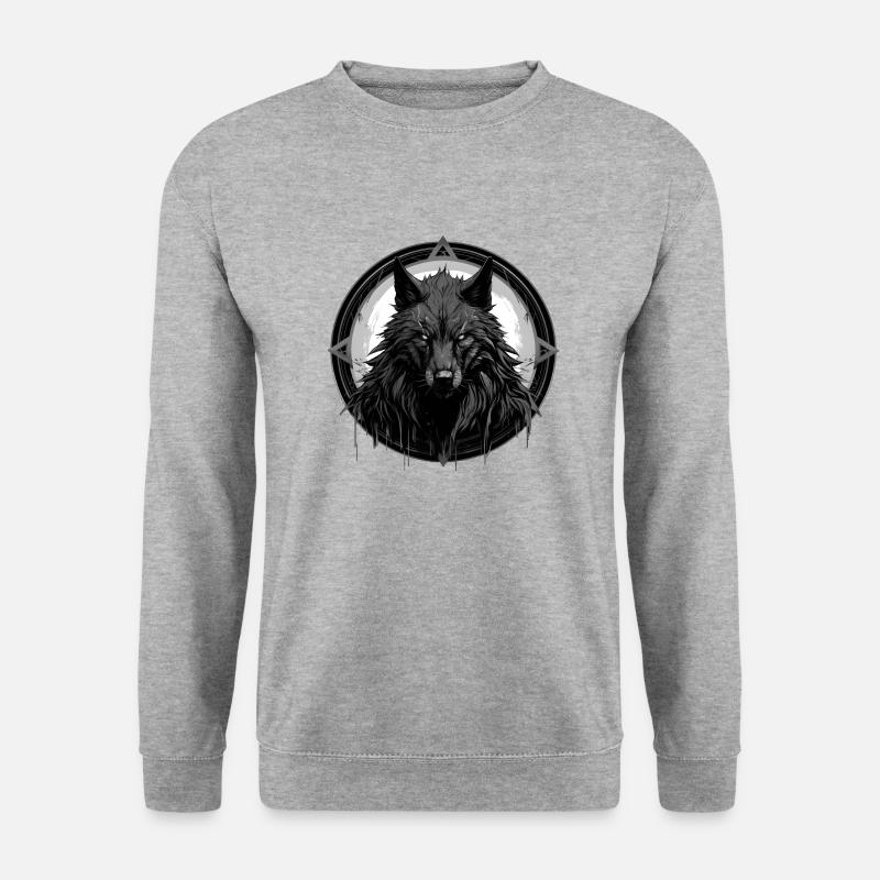Fenris a angry wolf - Unisex Pullover - Weißgrau meliert