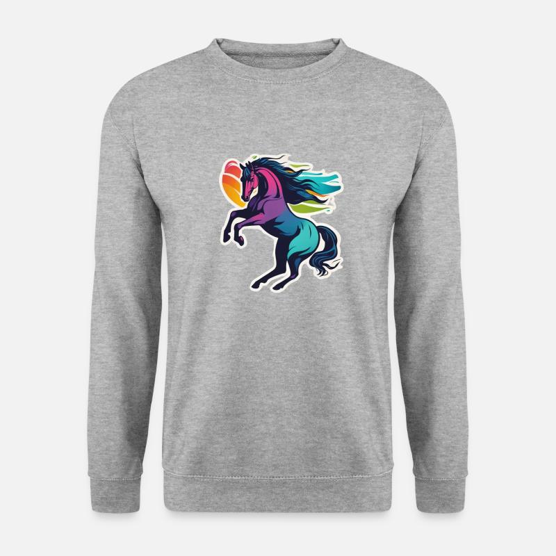 Pferd - Unisex Pullover - Weißgrau meliert