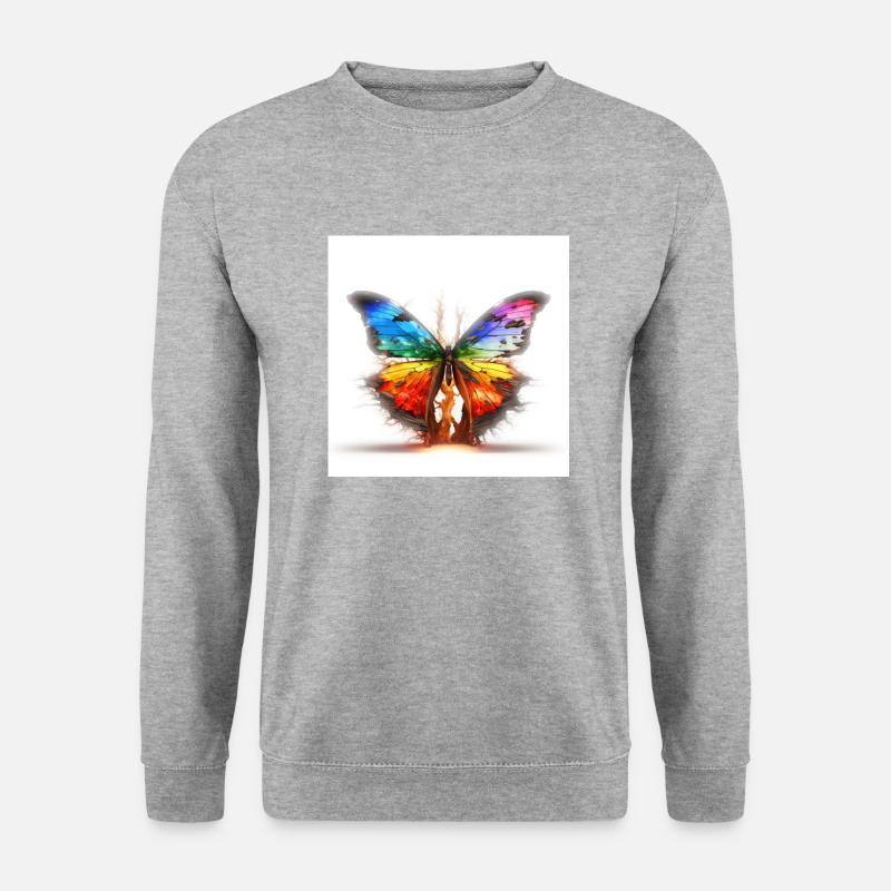 Schmetterlings-Fusion - Unisex Pullover - Weißgrau meliert