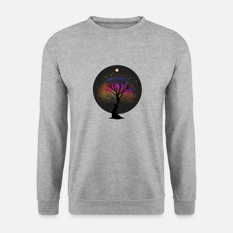 Baum im Universum - Unisex Pullover - Weißgrau meliert