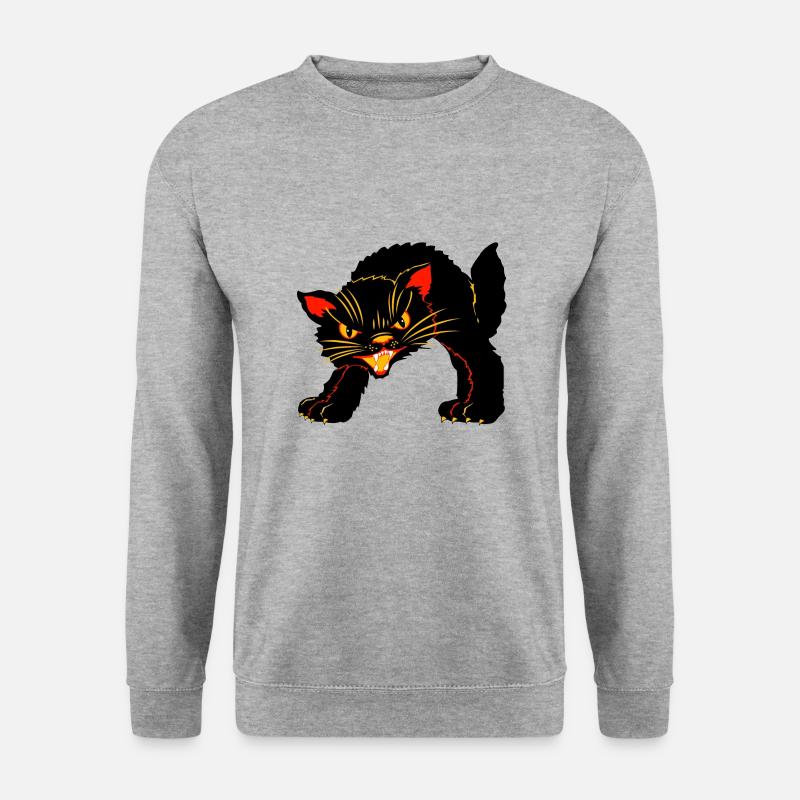 cat Halloween - Unisex Pullover - Weißgrau meliert