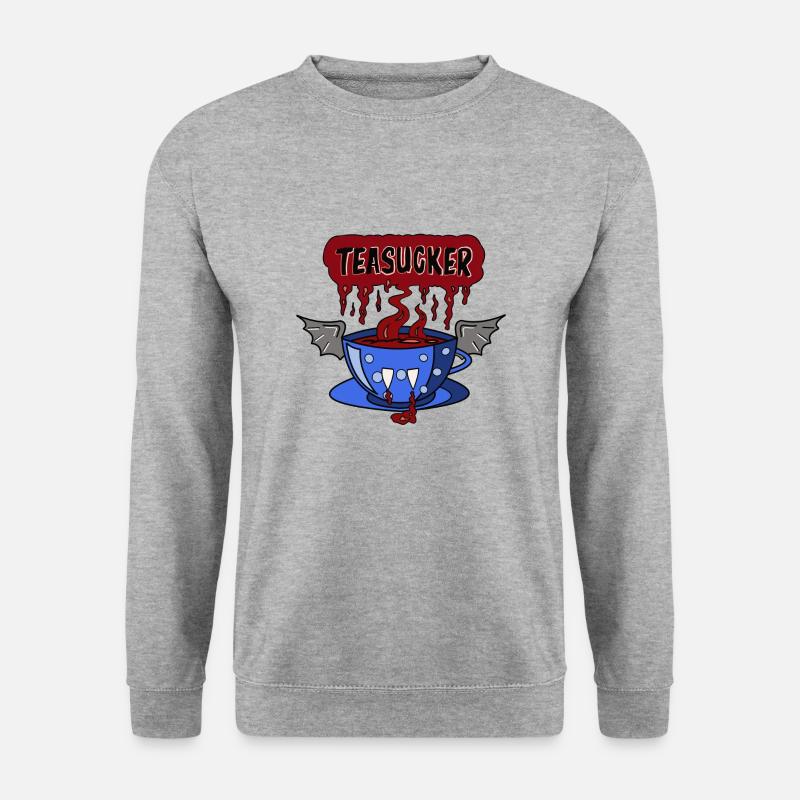 Tee Halloween Blut Vampir - Unisex Pullover - Weißgrau meliert