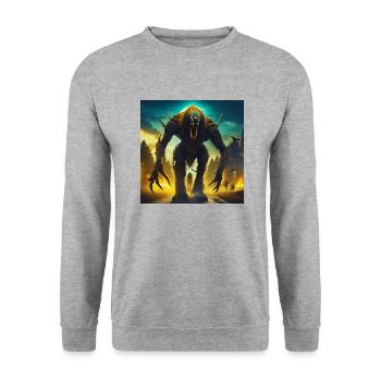 Werwolf im Chaos - Unisex Pullover - Weißgrau meliert - Vorne - Alina (178cm) & Michal (187cm)