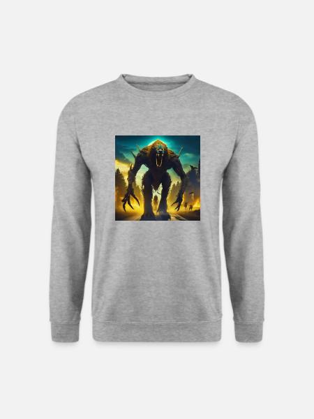Werwolf im Chaos - Unisex Pullover - Weißgrau meliert