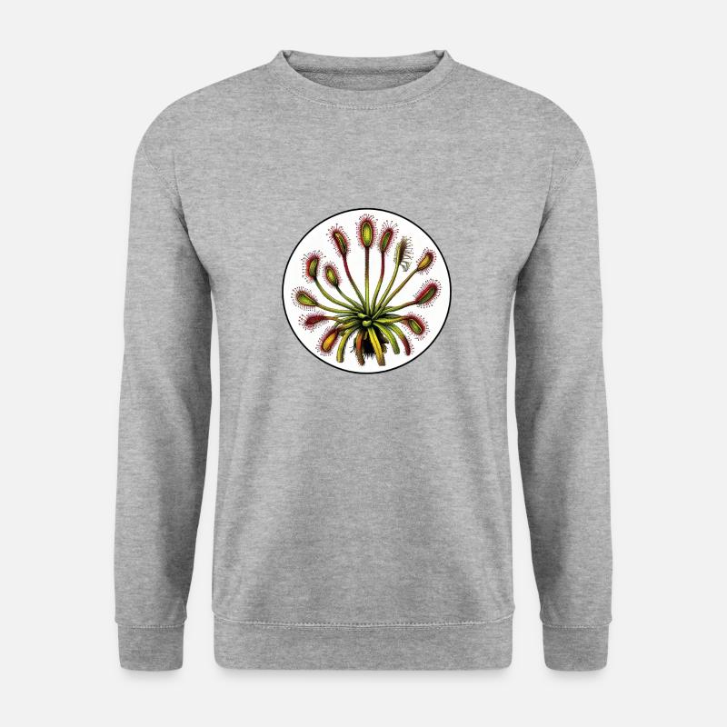 Drosera Rotundifolia Sonnentau Pflanze Karnivoren - Unisex Pullover - Weißgrau meliert