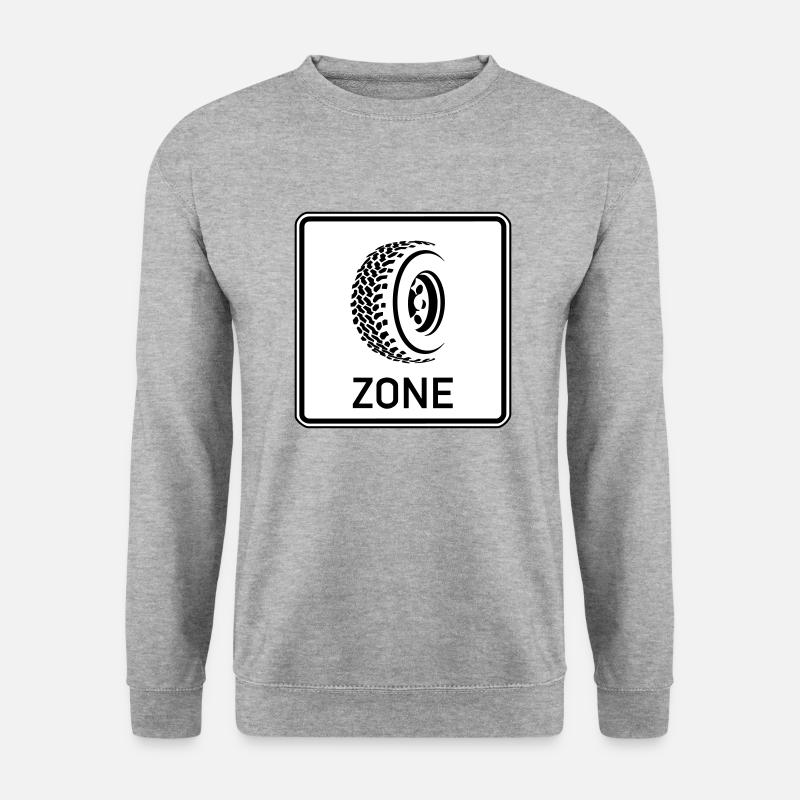 Zone Off Road Schild - Unisex Pullover - Weißgrau meliert
