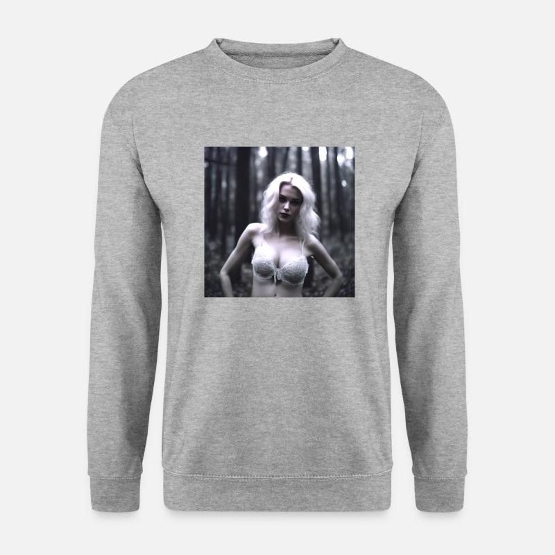 Vampir im Wald - 3D Designed - Unisex Pullover - Weißgrau meliert