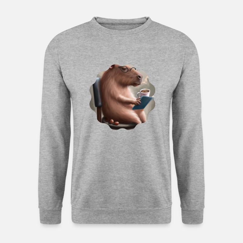 Capybara Kaffeepause - Unisex Pullover - Weißgrau meliert