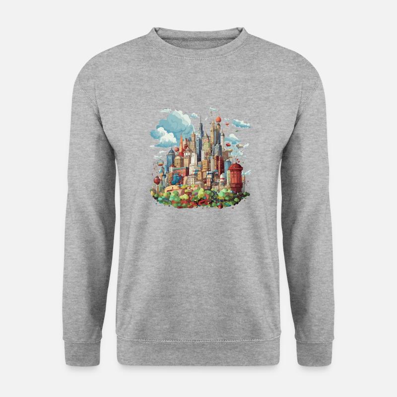 Crazy City - Unisex Pullover - Weißgrau meliert