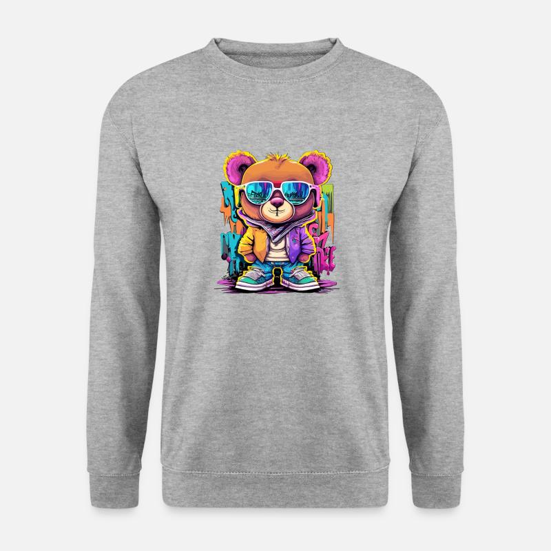 Grafitti teddy bear - Unisex Pullover - Weißgrau meliert