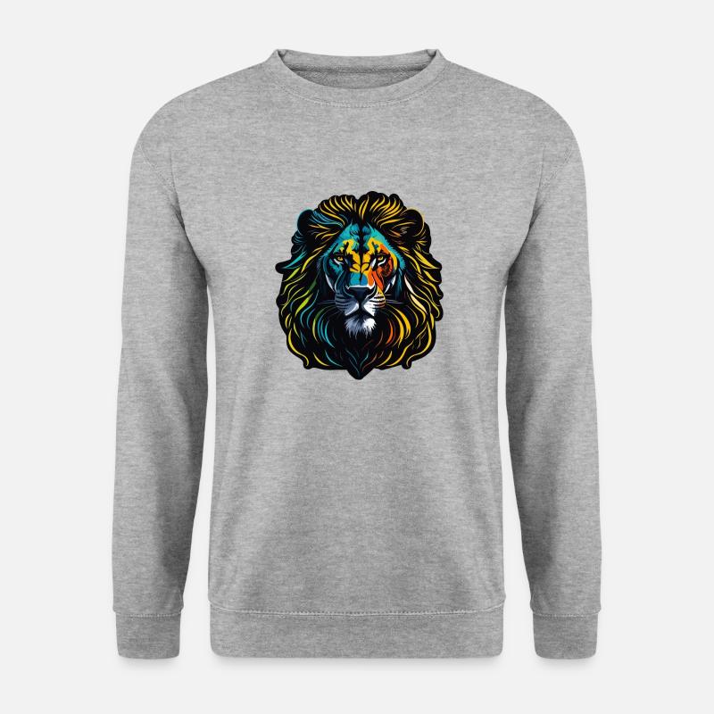 Gemalter Löwe - Unisex Pullover - Weißgrau meliert