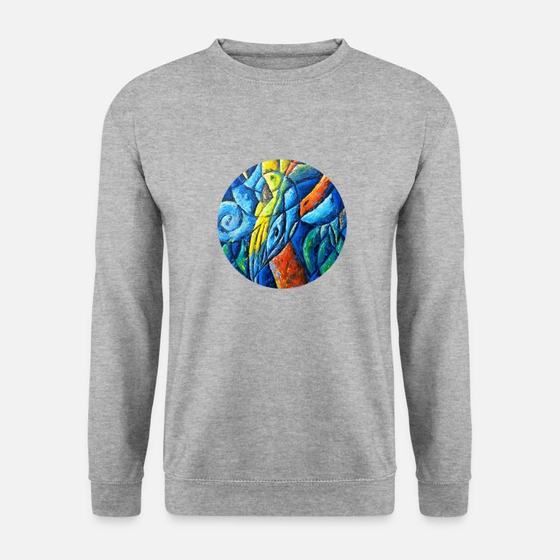 Der Papagei - Unisex Pullover - Weißgrau meliert