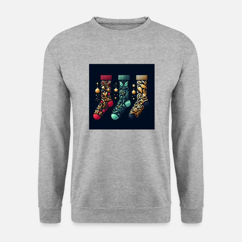 Weihnachtsstrümpfe - Unisex Pullover - Weißgrau meliert