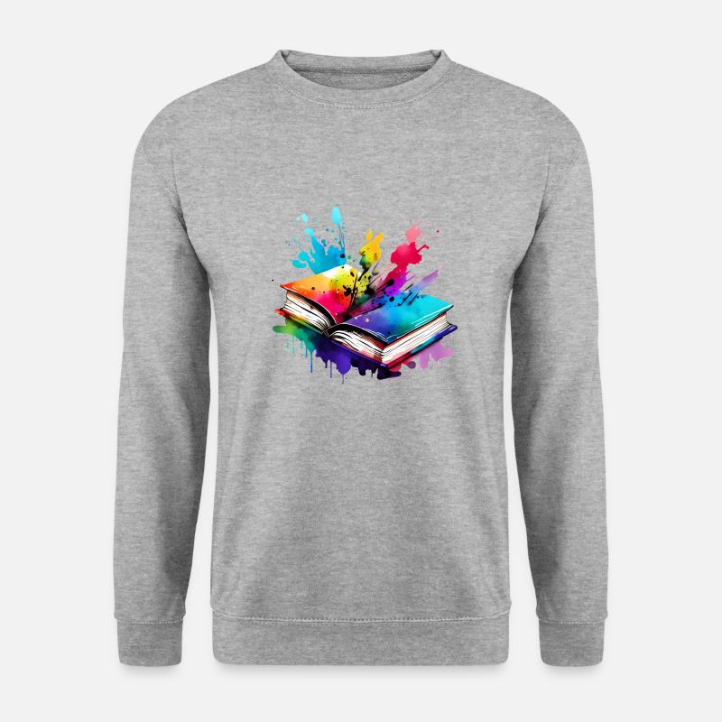 Buch Lesen Geschenk Bücher Leser Buchliebhaber - Unisex Pullover - Weißgrau meliert