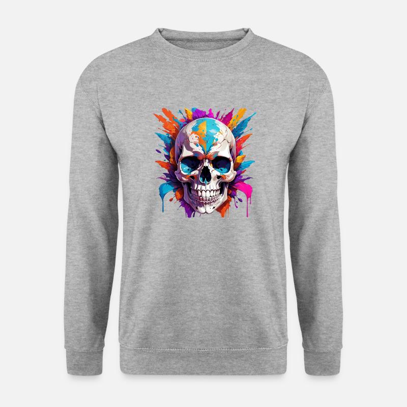 Skull - Unisex Pullover - Weißgrau meliert